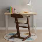 Lumendat Modern Minimalist Geometric-Shaped Rubberwood PU Leather Kids Dining Chair Backrest Armrest For Dining Room Lumendat