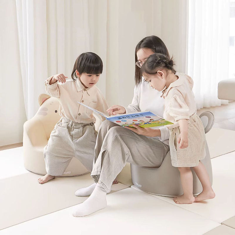 Lumendat Modern Art Deco Cartoon Animal PU Leather Polyurethane Foam Kids Low Stool Backrest Armrest For Bedroom Lumendat