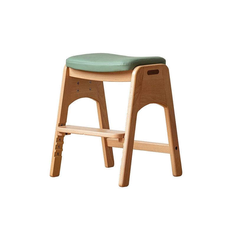 Lumendat Traditional Japanese Trapezoid Beech Pine Wood PU Leather Adjustable Kids Low Stool For Living Room Lumendat