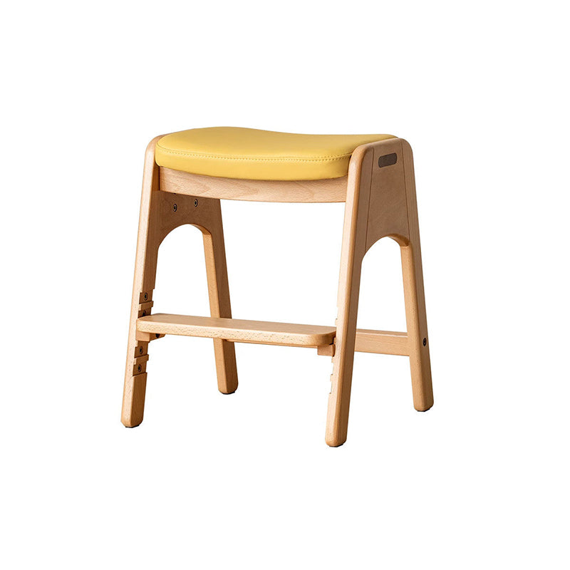 Lumendat Traditional Japanese Trapezoid Beech Pine Wood PU Leather Adjustable Kids Low Stool For Living Room Lumendat