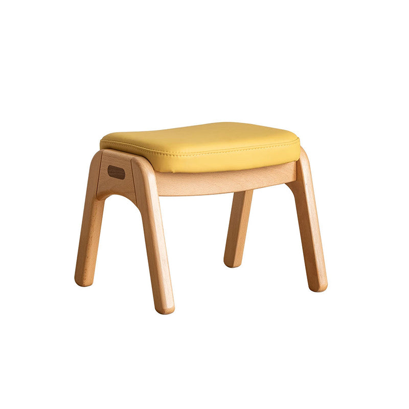 Lumendat Traditional Japanese Trapezoid Beech Pine Wood PU Leather Adjustable Kids Low Stool For Living Room Lumendat