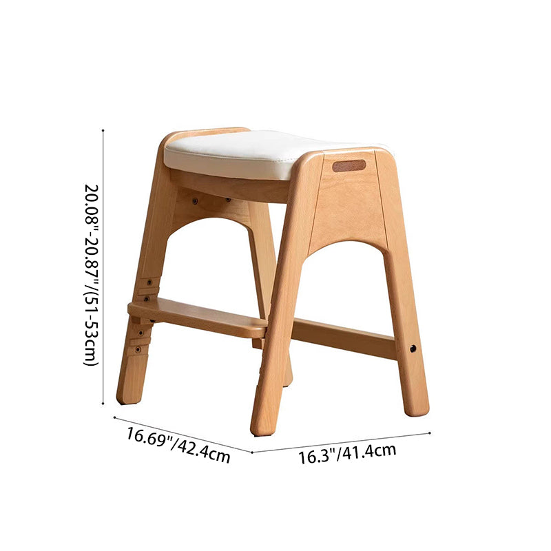 Lumendat Traditional Japanese Trapezoid Beech Pine Wood PU Leather Adjustable Kids Low Stool For Living Room Lumendat