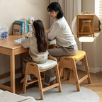 Lumendat Traditional Japanese Trapezoid Beech Pine Wood PU Leather Adjustable Kids Low Stool For Living Room Lumendat