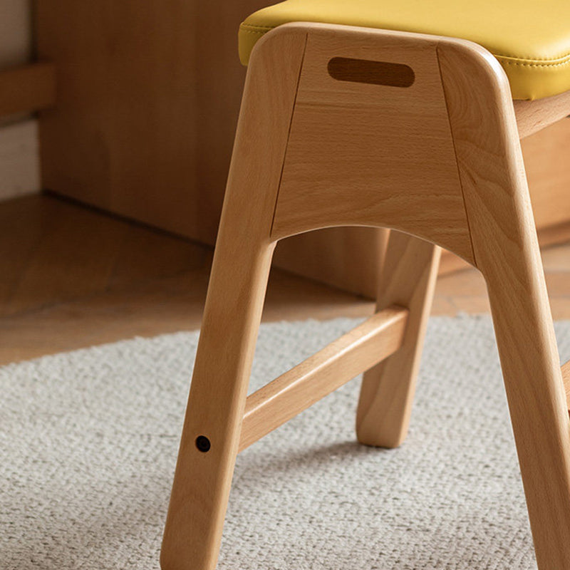Lumendat Traditional Japanese Trapezoid Beech Pine Wood PU Leather Adjustable Kids Low Stool For Living Room Lumendat