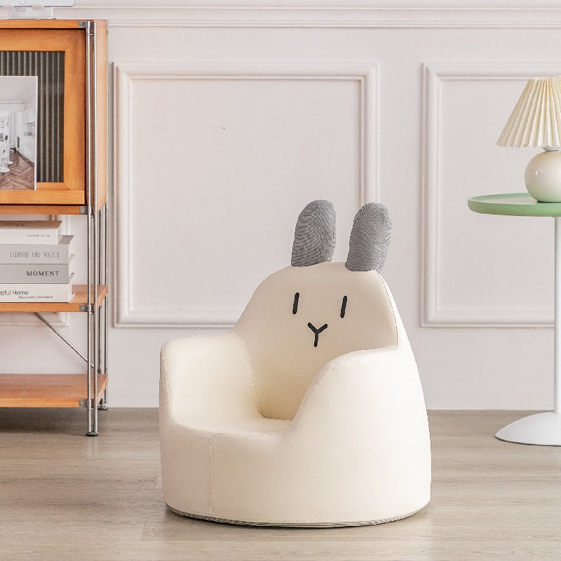 Lumendat Modern Art Deco Wood Faux Leather Animal-Shaped Kids Chair With Backrest & Armrest For Bedroom & Living Room Lumendat