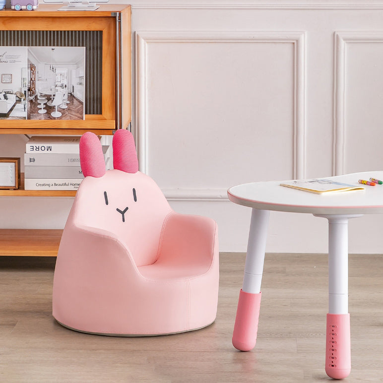 Lumendat Modern Art Deco Wood Faux Leather Animal-Shaped Kids Chair With Backrest & Armrest For Bedroom & Living Room Lumendat