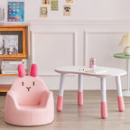 Lumendat Modern Art Deco Wood Faux Leather Animal-Shaped Kids Chair With Backrest & Armrest For Bedroom & Living Room Lumendat