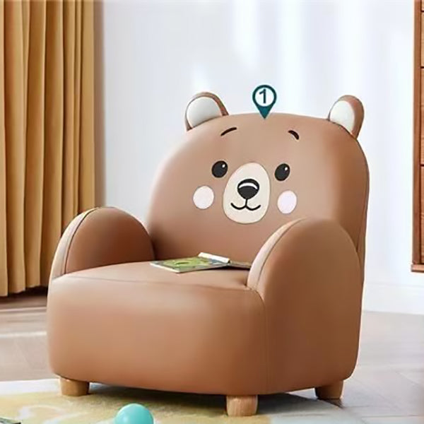 Lumendat Modern Art Deco Kids Faux Leather Solid Wood Tiger & Bear Shape Chair With Backrest Armrests For Bedroom & Living Room Lumendat