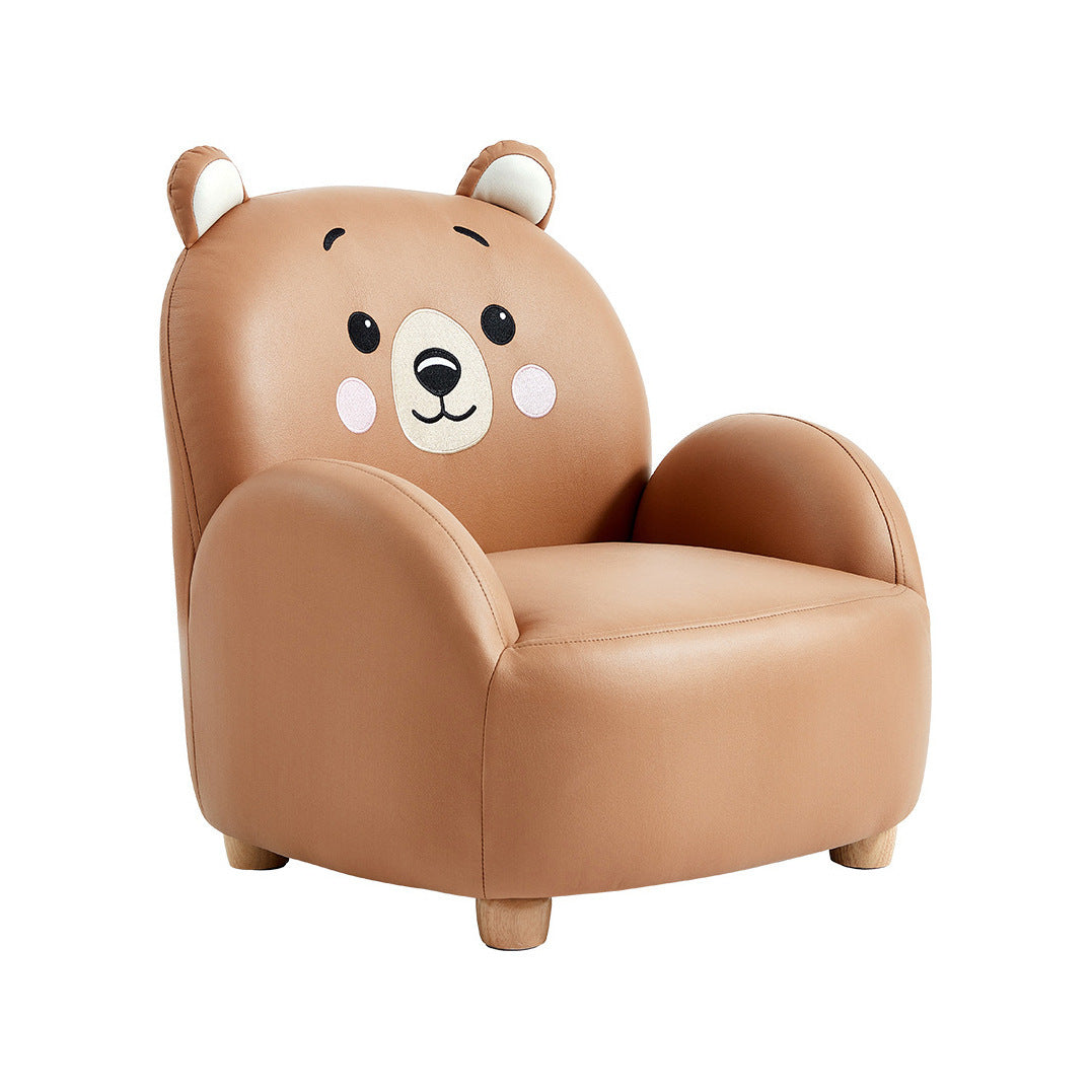 Lumendat Modern Art Deco Kids Faux Leather Solid Wood Tiger & Bear Shape Chair With Backrest Armrests For Bedroom & Living Room Lumendat