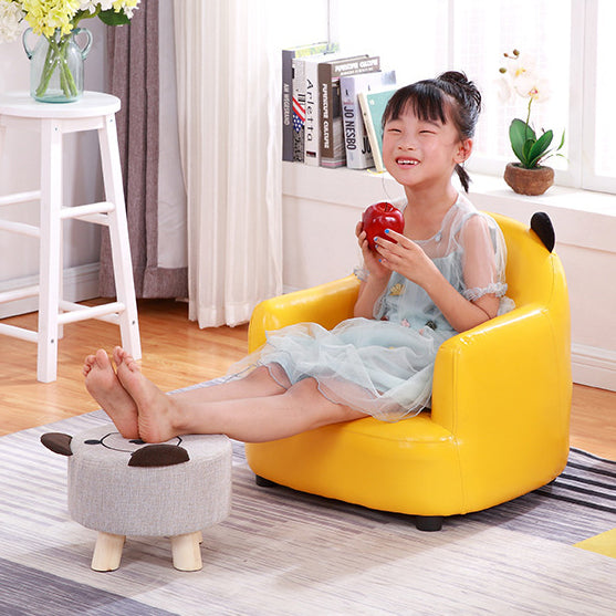Lumendat Modern Art Deco Faux Oil-Waxed Leather Solid Wood Animal-Shaped Kids Accent Chair With Backrest & Armrests For Bedroom & Living Room Lumendat