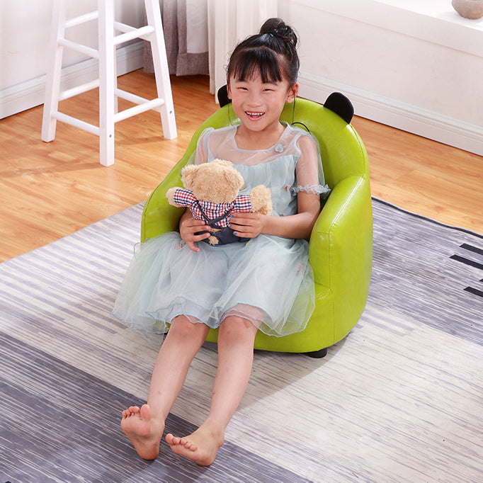 Lumendat Modern Art Deco Faux Oil-Waxed Leather Solid Wood Animal-Shaped Kids Accent Chair With Backrest & Armrests For Bedroom & Living Room Lumendat