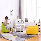 Lumendat Modern Art Deco Faux Oil-Waxed Leather Solid Wood Animal-Shaped Kids Accent Chair With Backrest & Armrests For Bedroom & Living Room Lumendat
