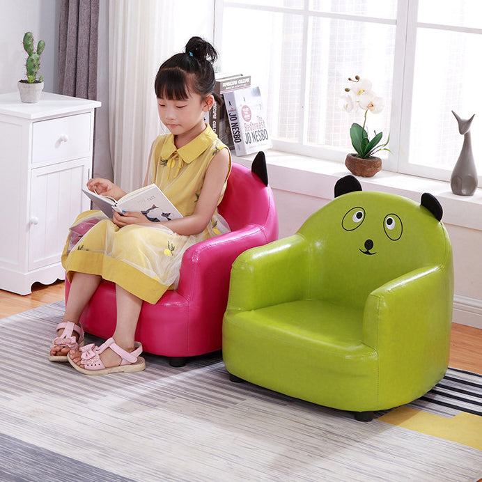 Lumendat Modern Art Deco Faux Oil-Waxed Leather Solid Wood Animal-Shaped Kids Accent Chair With Backrest & Armrests For Bedroom & Living Room Lumendat