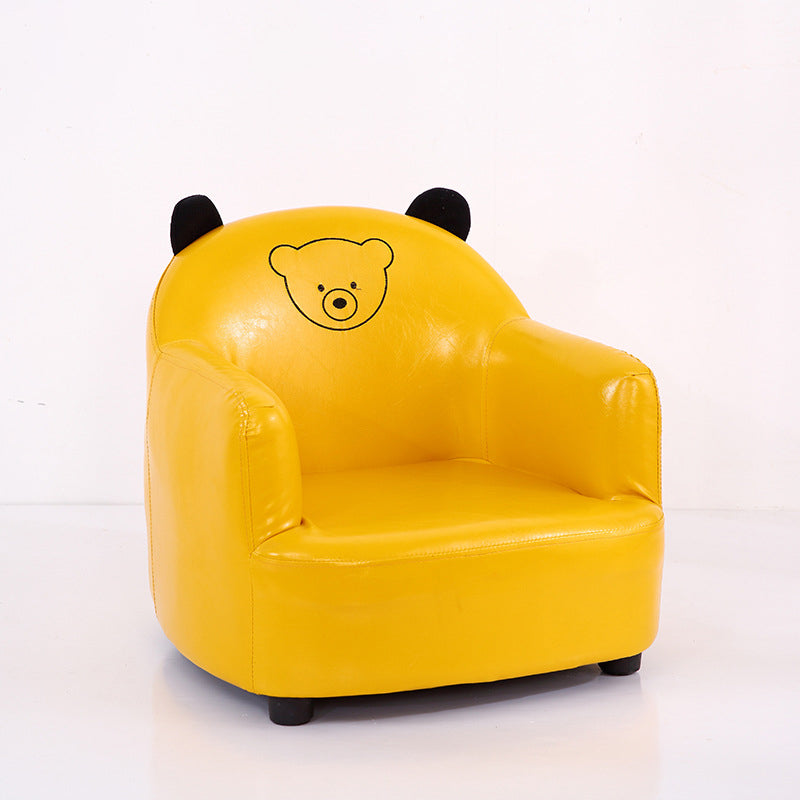 Lumendat Modern Art Deco Faux Oil-Waxed Leather Solid Wood Animal-Shaped Kids Accent Chair With Backrest & Armrests For Bedroom & Living Room Lumendat