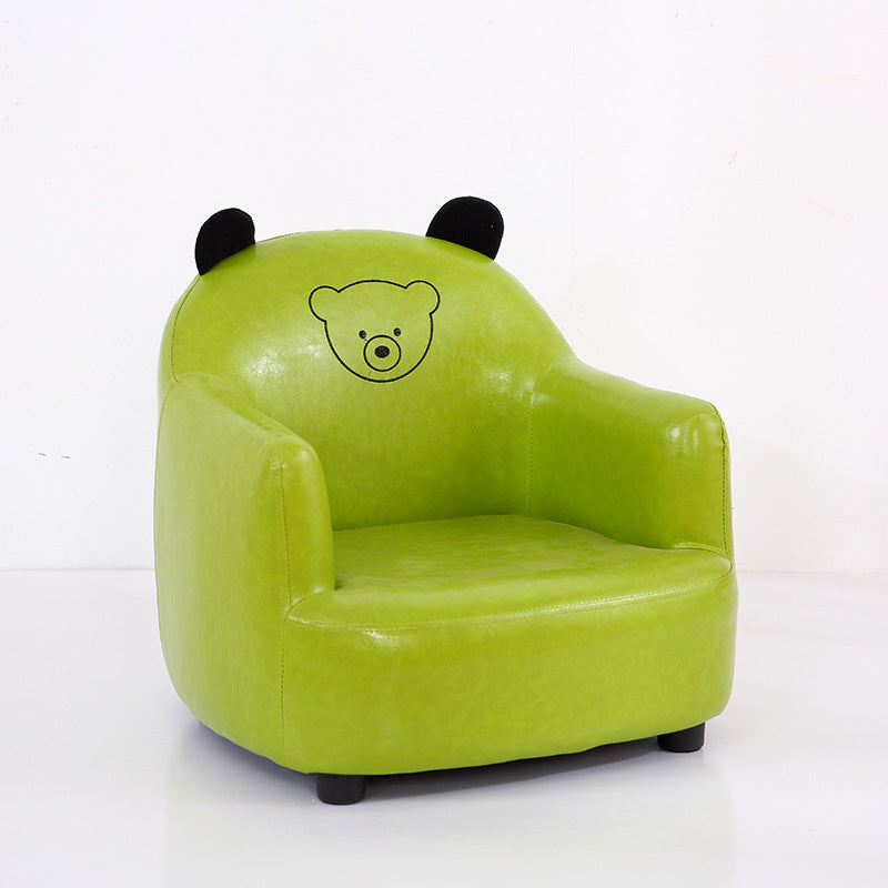Lumendat Modern Art Deco Faux Oil-Waxed Leather Solid Wood Animal-Shaped Kids Accent Chair With Backrest & Armrests For Bedroom & Living Room Lumendat