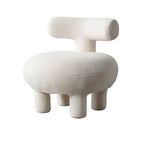 Lumendat Contemporary Creative Lambswool Solid Wood Curved Round Kids Accent Chair With Backrest For Living Room Lumendat
