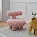 Lumendat Contemporary Creative Lambswool Solid Wood Curved Round Kids Accent Chair With Backrest For Living Room Lumendat