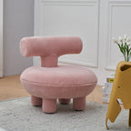 Lumendat Contemporary Creative Lambswool Solid Wood Curved Round Kids Accent Chair With Backrest For Living Room Lumendat