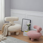 Lumendat Contemporary Creative Lambswool Solid Wood Curved Round Kids Accent Chair With Backrest For Living Room Lumendat