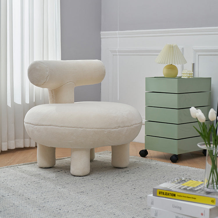 Lumendat Contemporary Creative Lambswool Solid Wood Curved Round Kids Accent Chair With Backrest For Living Room Lumendat