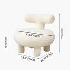 Lumendat Contemporary Creative Lambswool Solid Wood Curved Round Kids Accent Chair With Backrest For Living Room Lumendat