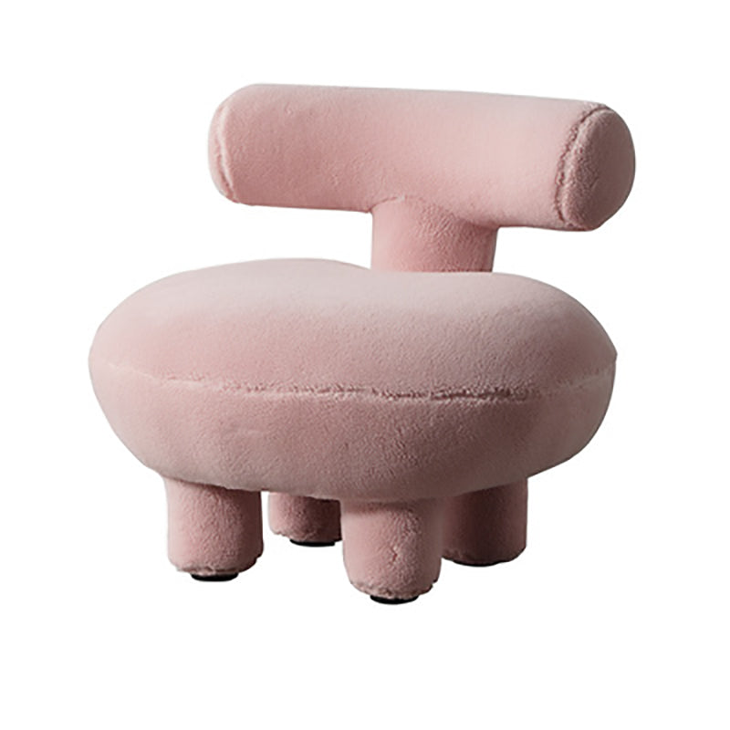 Lumendat Contemporary Creative Lambswool Solid Wood Curved Round Kids Accent Chair With Backrest For Living Room Lumendat