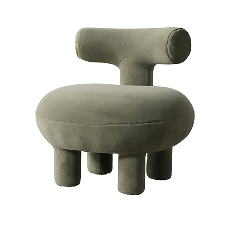 Lumendat Contemporary Creative Lambswool Solid Wood Curved Round Kids Accent Chair With Backrest For Living Room Lumendat