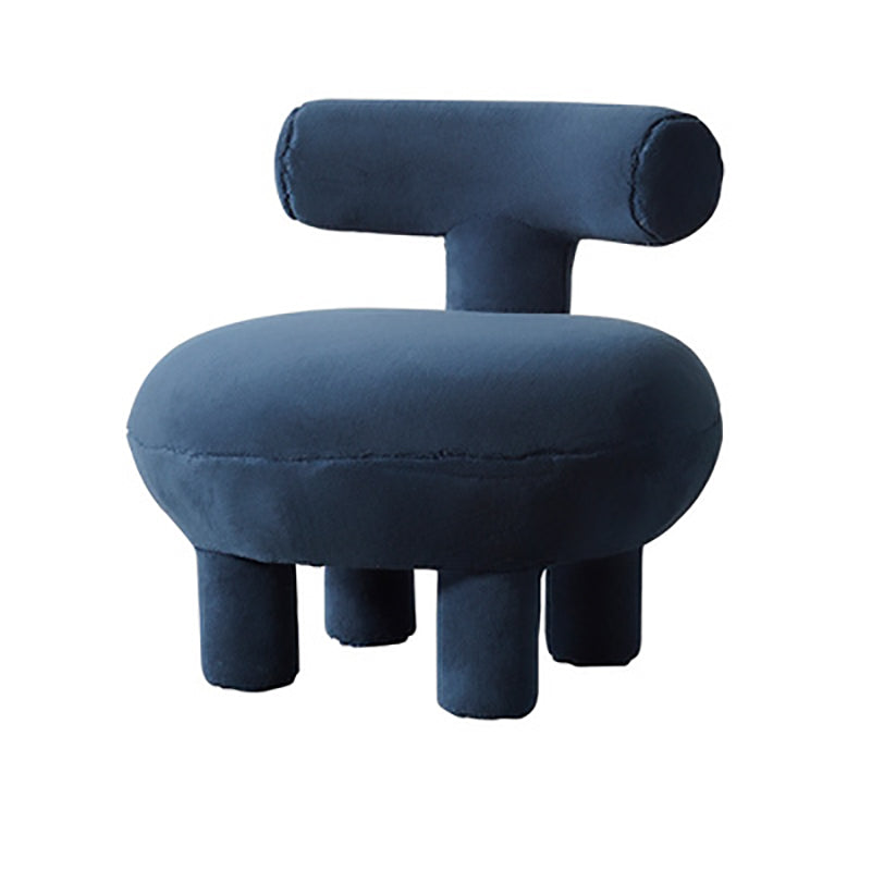 Lumendat Contemporary Creative Lambswool Solid Wood Curved Round Kids Accent Chair With Backrest For Living Room Lumendat