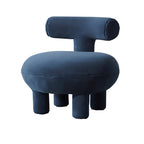 Lumendat Contemporary Creative Lambswool Solid Wood Curved Round Kids Accent Chair With Backrest For Living Room Lumendat