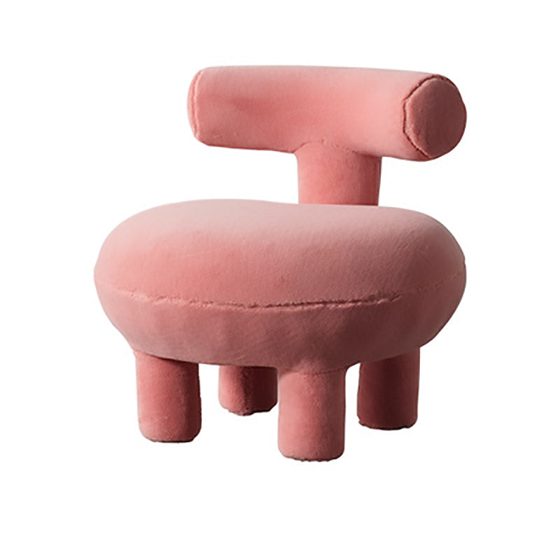 Lumendat Contemporary Creative Lambswool Solid Wood Curved Round Kids Accent Chair With Backrest For Living Room Lumendat
