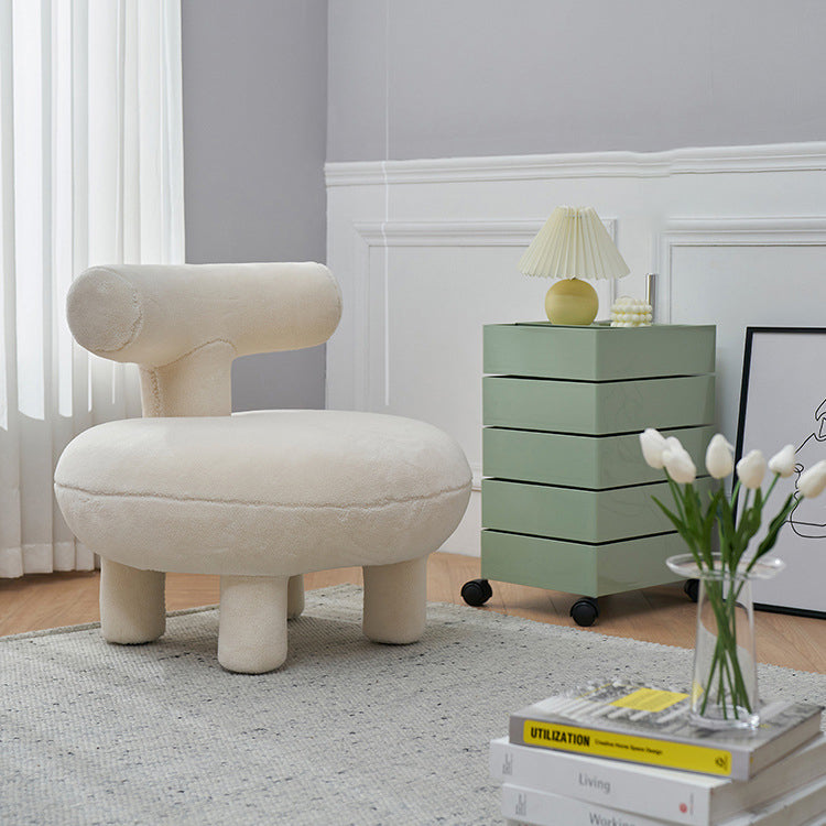 Lumendat Contemporary Creative Lambswool Solid Wood Curved Round Kids Accent Chair With Backrest For Living Room Lumendat