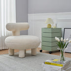 Lumendat Contemporary Creative Lambswool Solid Wood Curved Round Kids Accent Chair With Backrest For Living Room Lumendat