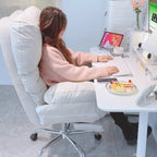 Modern Minimalist Tech Fabric Metal Curved Grid Desk Chair With Backrest & Armrests For Home Office DFM-F
