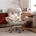 Modern Minimalist Tech Fabric Metal Curved Grid Desk Chair With Backrest & Armrests For Home Office DFM-F