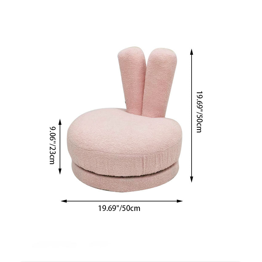 Lumendat Modern Minimalist Kids Lambswool Solid Wood Round Bunny-Ear Low Stool With Backrest For Living Room Lumendat