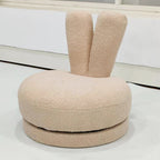 Lumendat Modern Minimalist Kids Lambswool Solid Wood Round Bunny-Ear Low Stool With Backrest For Living Room Lumendat