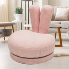Lumendat Modern Minimalist Kids Lambswool Solid Wood Round Bunny-Ear Low Stool With Backrest For Living Room Lumendat
