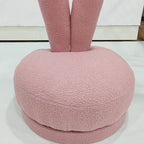 Lumendat Modern Minimalist Kids Lambswool Solid Wood Round Bunny-Ear Low Stool With Backrest For Living Room Lumendat