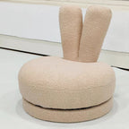 Lumendat Modern Minimalist Kids Lambswool Solid Wood Round Bunny-Ear Low Stool With Backrest For Living Room Lumendat