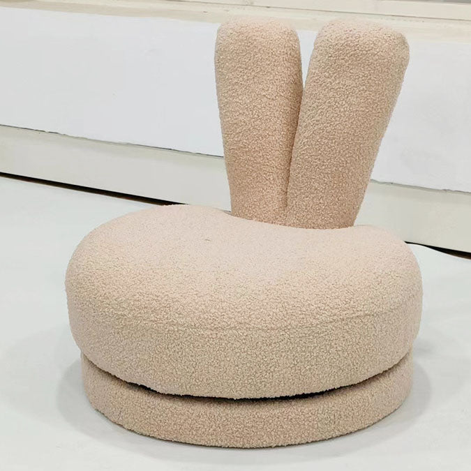 Lumendat Modern Minimalist Kids Lambswool Solid Wood Round Bunny-Ear Low Stool With Backrest For Living Room Lumendat