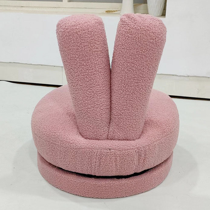 Lumendat Modern Minimalist Kids Lambswool Solid Wood Round Bunny-Ear Low Stool With Backrest For Living Room Lumendat