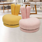 Lumendat Modern Minimalist Kids Lambswool Solid Wood Round Bunny-Ear Low Stool With Backrest For Living Room Lumendat