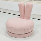 Lumendat Modern Minimalist Kids Lambswool Solid Wood Round Bunny-Ear Low Stool With Backrest For Living Room Lumendat