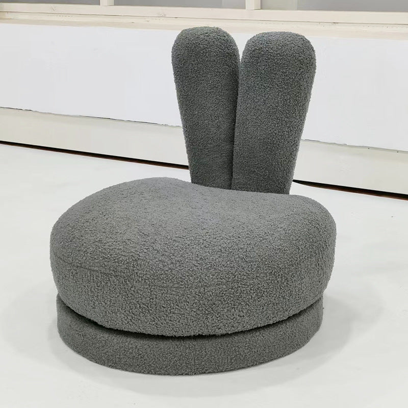 Lumendat Modern Minimalist Kids Lambswool Solid Wood Round Bunny-Ear Low Stool With Backrest For Living Room Lumendat