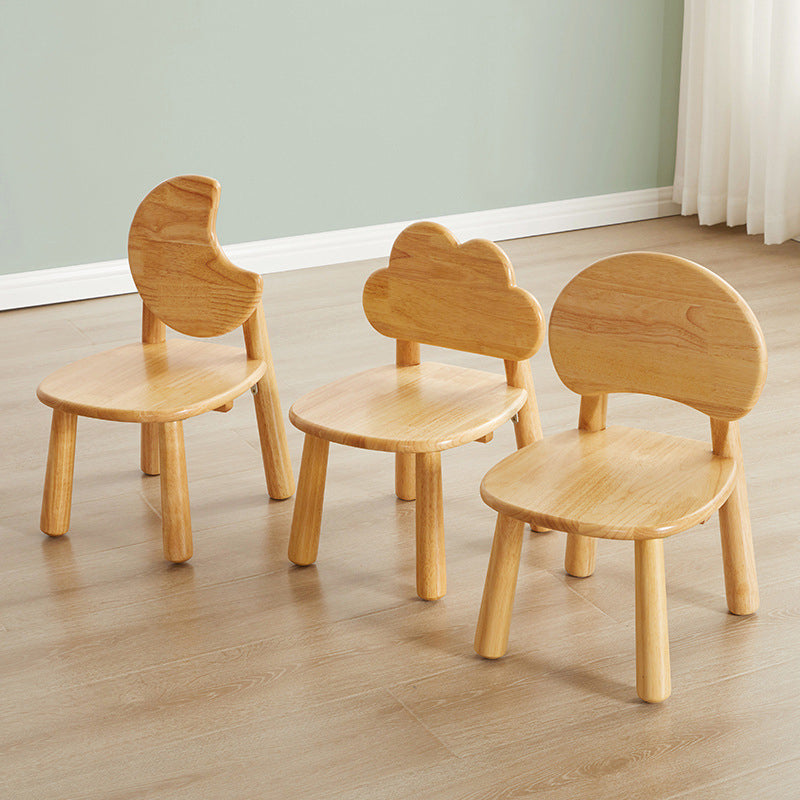 Lumendat Contemporary Creative Solid Wood Moon Cloud Mushroom Low Stool With Backrest For Living Room Lumendat