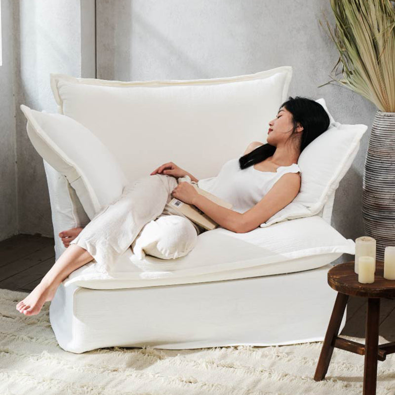 Moonlight White Swivel Birch Wood Accent Chair - Minimalist Lounging Sofa for Living Room or Study Lumendat