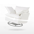 Moonlight White Swivel Birch Wood Accent Chair - Minimalist Lounging Sofa for Living Room or Study Lumendat