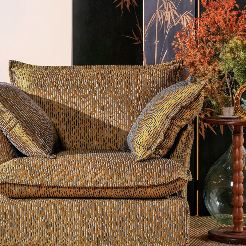 Textured Gold Swivel Birch Wood Accent Chair – Vintage Accent Oriental Sofa for Living Room Lumendat