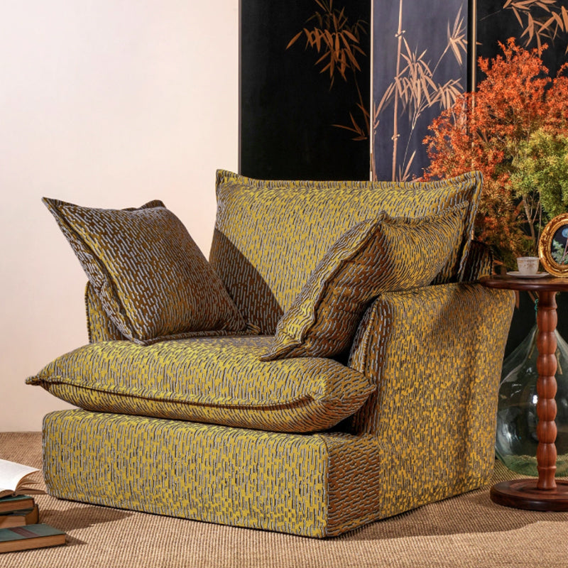 Textured Gold Swivel Birch Wood Accent Chair – Vintage Accent Oriental Sofa for Living Room Lumendat