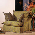 Textured Gold Swivel Birch Wood Accent Chair – Vintage Accent Oriental Sofa for Living Room Lumendat